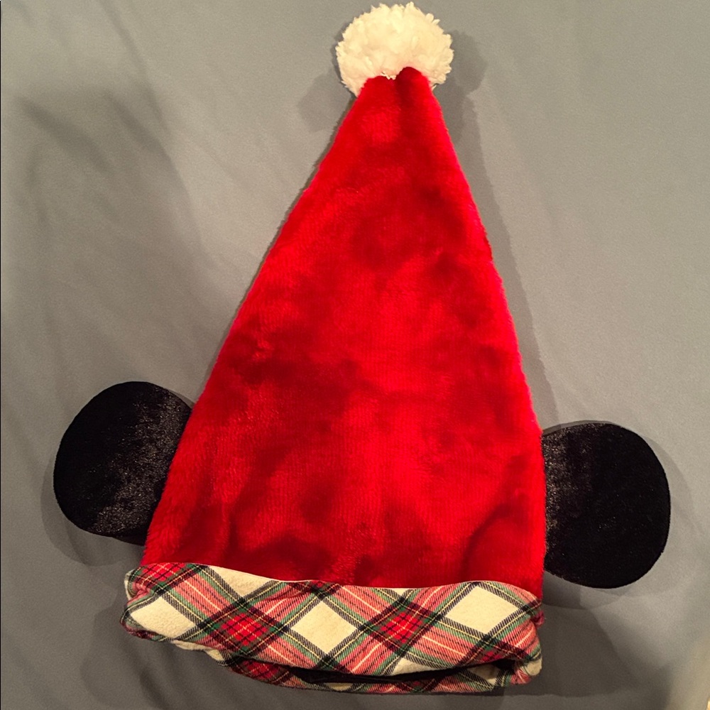 Disney Parks Plaid Mickey Santa Hat